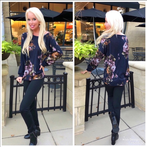 Floral Print Dolman Hacci Sweater - Picture 7 of 7